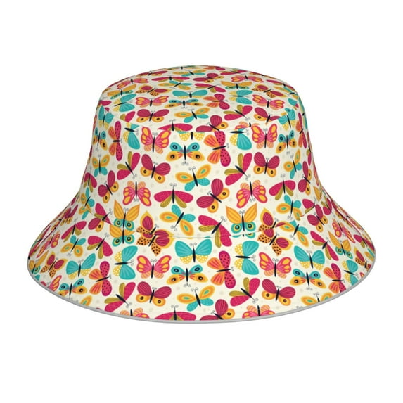 Kdxio Reflective Bucket Hat - Colorful Butterflies Print Bucket Hat for Men,Women