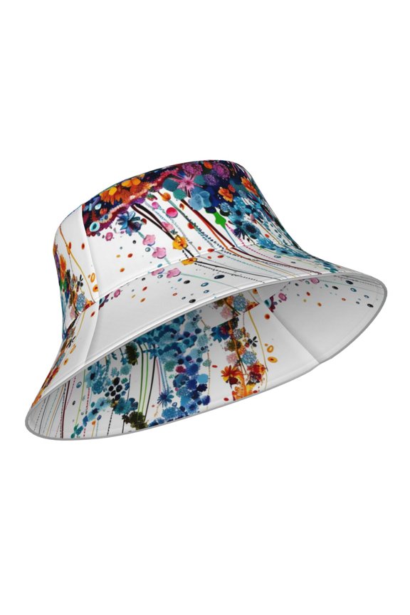 Reflective Bucket Hat - Colorful Floral Jellyfish Print Bucket Hat for Men,Women