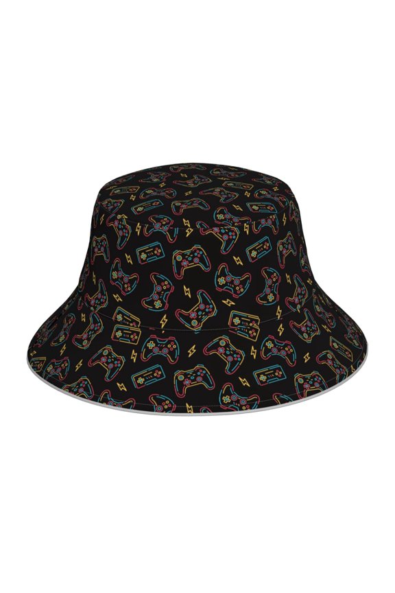 Reflective Bucket Hat - Colorful Game Controller Print Bucket Hat for Men,Women