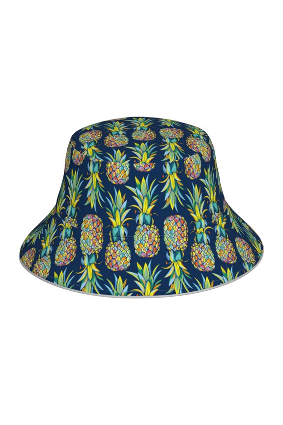 Reflective Bucket Hat - Colorful Pineapples Print Bucket Hat for Men,Women