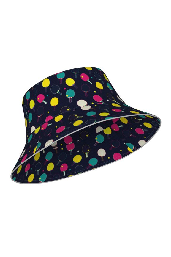 Reflective Bucket Hat - Colorful Ping Pong Rackets Print Bucket Hat for Men,Women