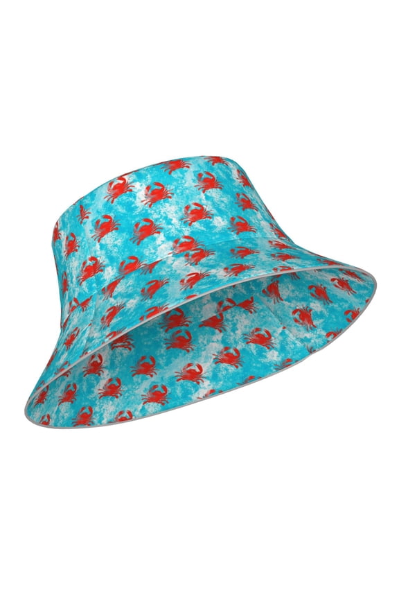 Reflective Bucket Hat - Crab Swims In The Ocean Print Bucket Hat for Men,Women