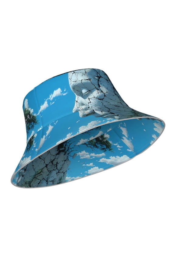 Reflective Bucket Hat - Cracked Earth Head Tree Print Bucket Hat for Men,Women
