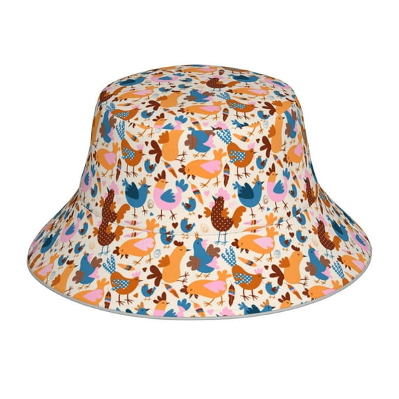 Kdxio Reflective Bucket Hat - Cute Chickens Print Bucket Hat for Men,Women