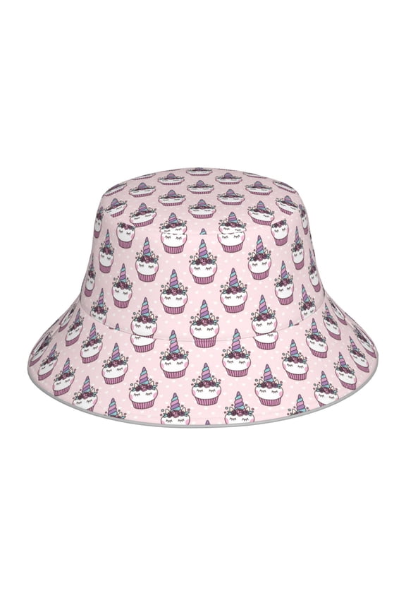Reflective Bucket Hat - Cute Cupcake Print Bucket Hat for Men,Women