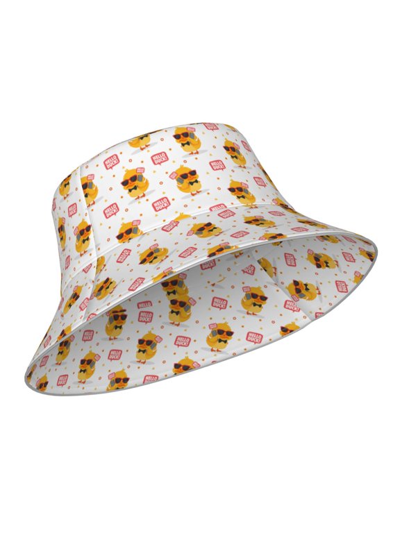 Reflective Bucket Hat - Cute Duck Print Bucket Hat for Men,Women
