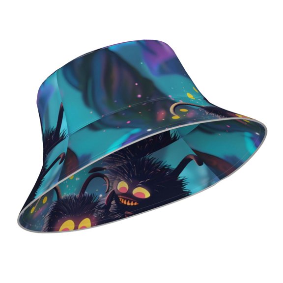 Kdxio Reflective Bucket Hat - Cute Fuzzy Fantasy Creatures Print Bucket Hat for Men,Women