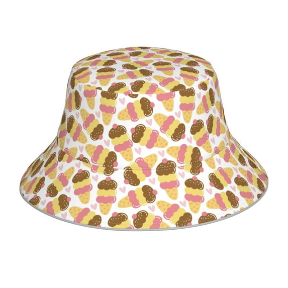Kdxio Reflective Bucket Hat - Cute Ice Cream Print Bucket Hat for Men,Women