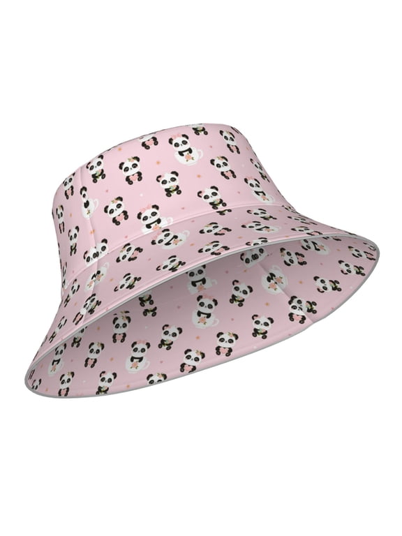 Reflective Bucket Hat - Cute Kawaii Panda Print Bucket Hat for Men,Women
