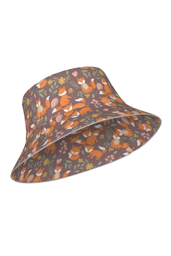 Reflective Bucket Hat - Cute Little Fox Print Bucket Hat for Men,Women