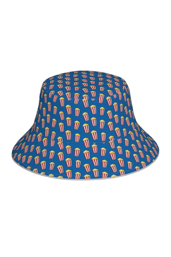Reflective Bucket Hat - Cute Popcorn Print Bucket Hat for Men,Women