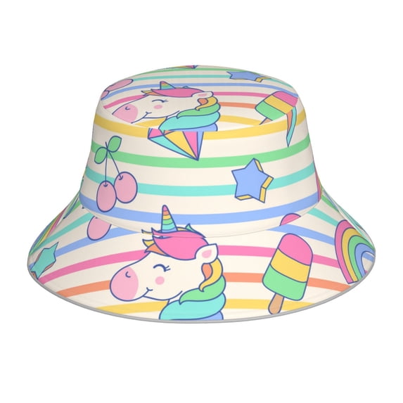 Kdxio Reflective Bucket Hat - Cute Unicorn Print Bucket Hat for Men,Women