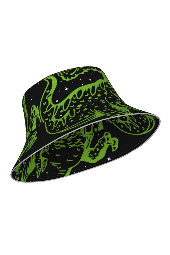 Reflective Bucket Hat - DINOSAUR IN SPACE Print Bucket Hat for Men,Women