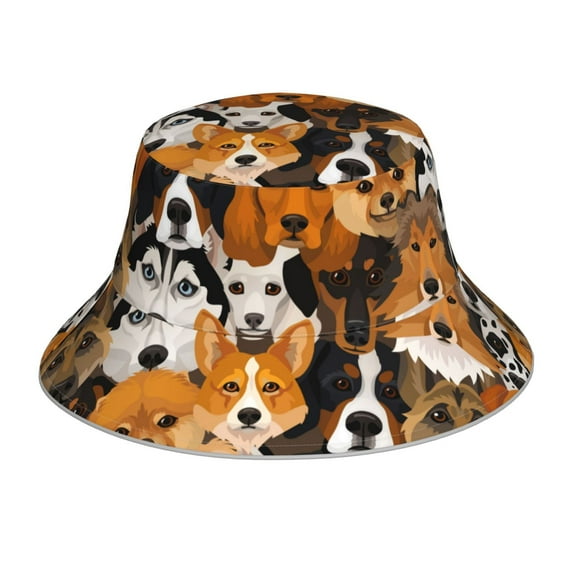 Kdxio Reflective Bucket Hat - Dogs Different Breeds Print Bucket Hat for Men,Women