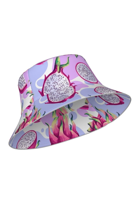 Reflective Bucket Hat - Dragon Fruit Print Bucket Hat for Men,Women