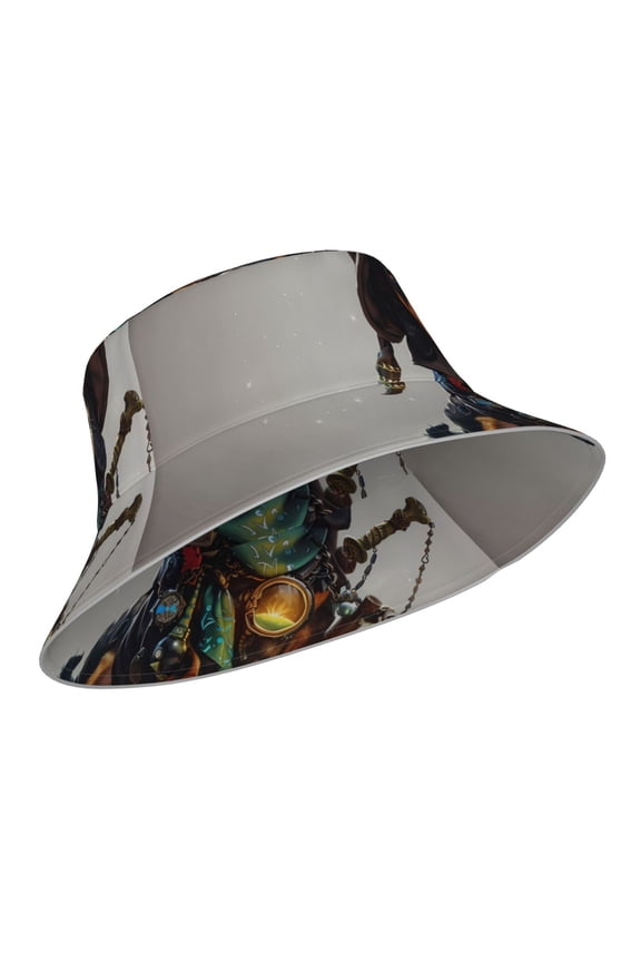 Reflective Bucket Hat - Fantasy Wizard Dog Art Print Bucket Hat for Men,Women