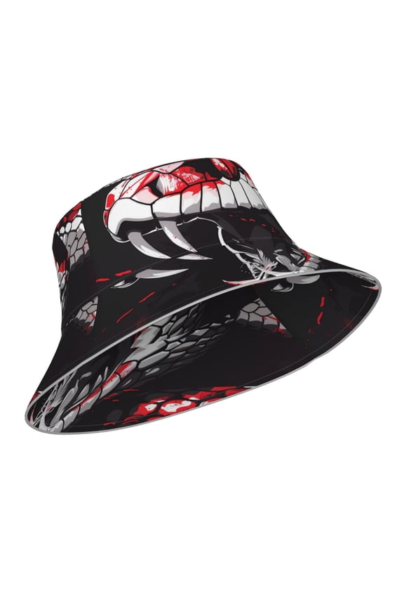 Reflective Bucket Hat - Fierce Red Viper Graphic Art Print Bucket Hat for Men,Women