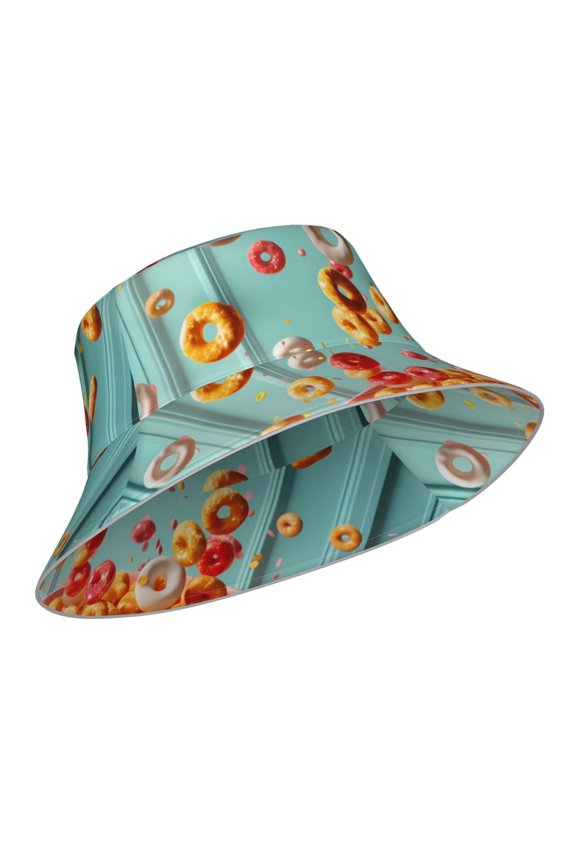 Reflective Bucket Hat - Floating Colorful Cereal Print Bucket Hat for Men,Women