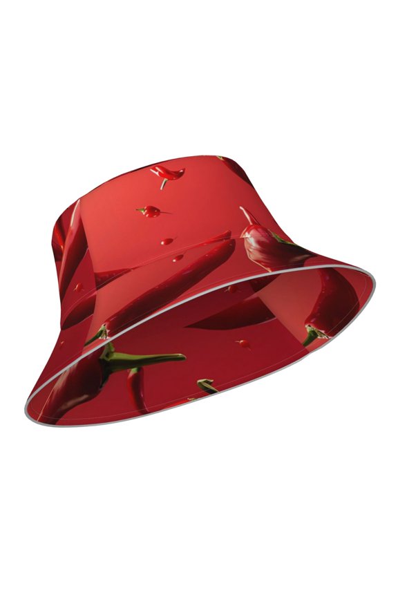 Reflective Bucket Hat - Floating Red Chili Peppers Print Bucket Hat for Men,Women