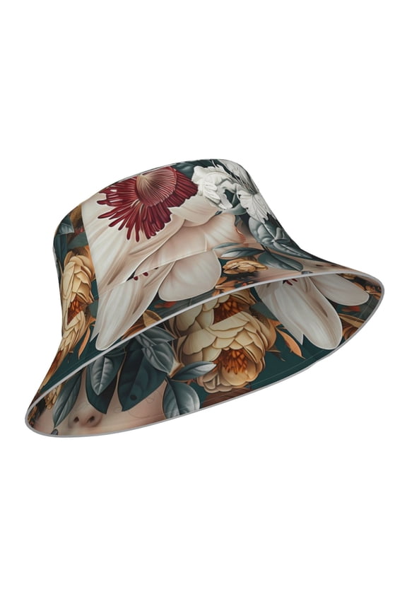 Reflective Bucket Hat - Floral Head Dreamscape Print Bucket Hat for Men,Women