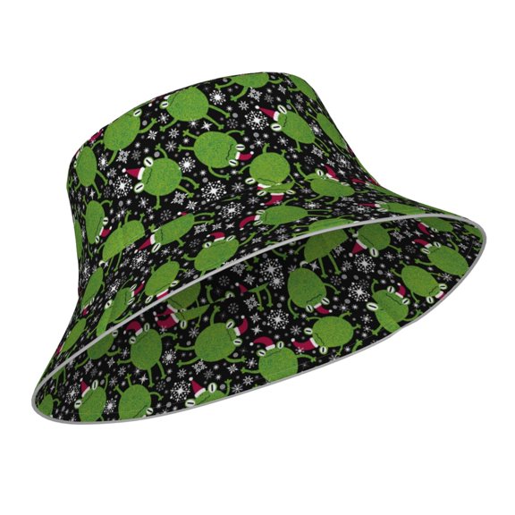 Kdxio Reflective Bucket Hat - Frogs And Santa Hat Print Bucket Hat for Men,Women