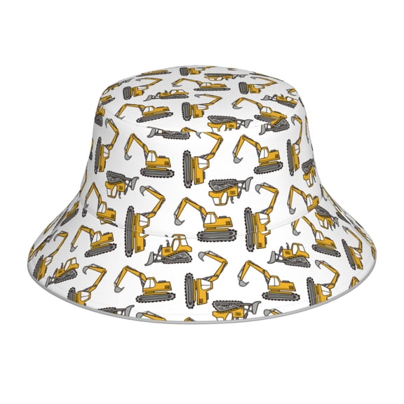 Kdxio Reflective Bucket Hat - Funny Excavator Print Bucket Hat for Men,Women