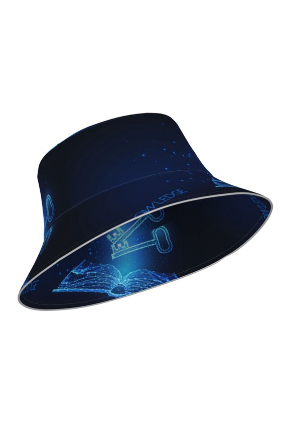 Reflective Bucket Hat - Futuristic Book Knowledge Print Bucket Hat for Men,Women