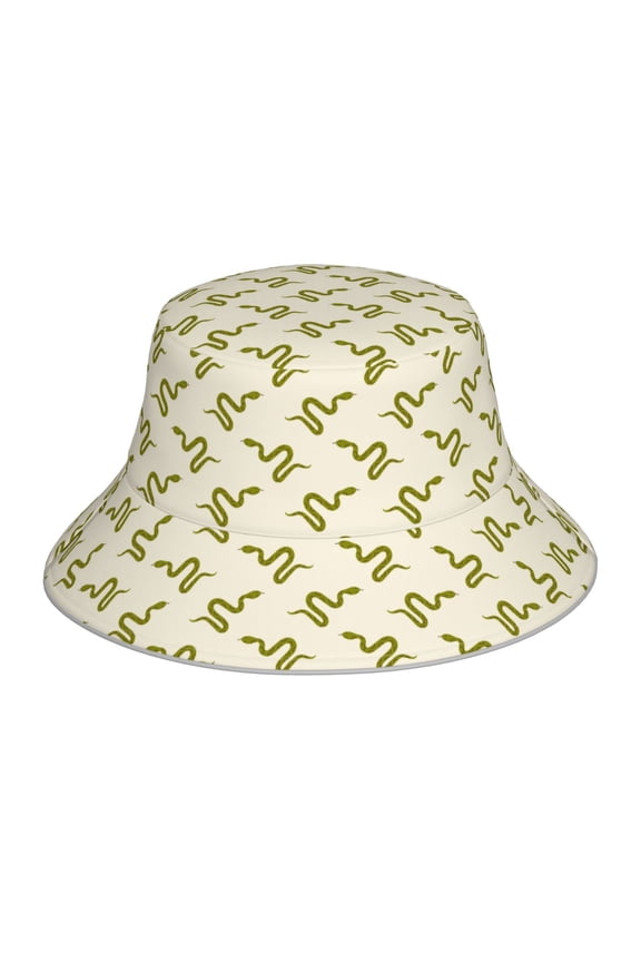 Reflective Bucket Hat - Green Snake Print Bucket Hat for Men,Women