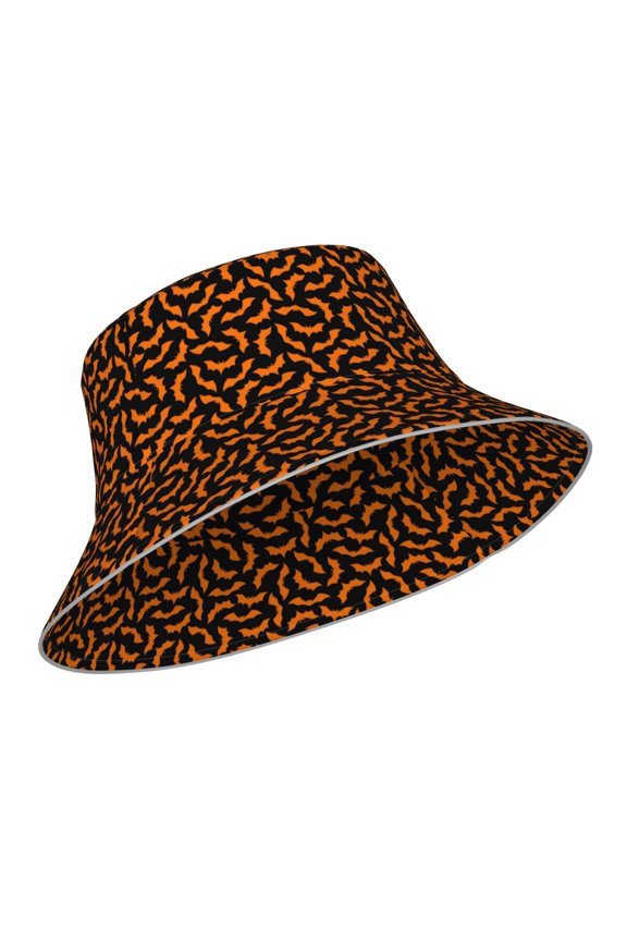 Reflective Bucket Hat - Halloween Bat Print Bucket Hat for Men,Women