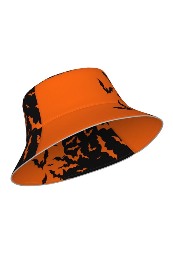 Reflective Bucket Hat - Halloween Bats Print Bucket Hat for Men,Women