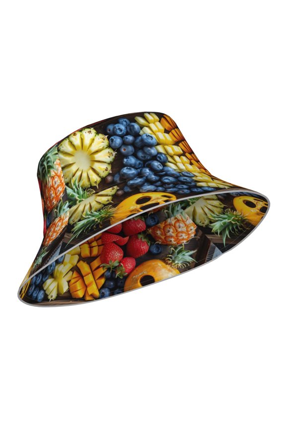 Reflective Bucket Hat - Halloween Fruit Platter Print Bucket Hat for Men,Women