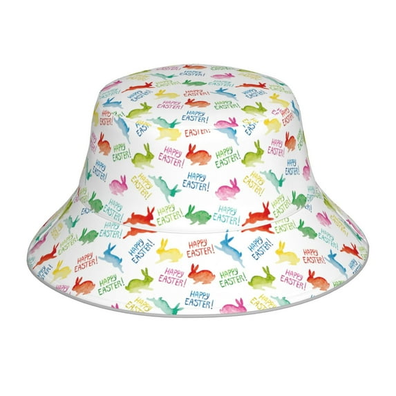 Kdxio Reflective Bucket Hat - Happy Easter Rabbit Print Bucket Hat for Men,Women