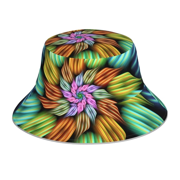Kdxio Reflective Bucket Hat - Hippie Style Print Bucket Hat for Men,Women