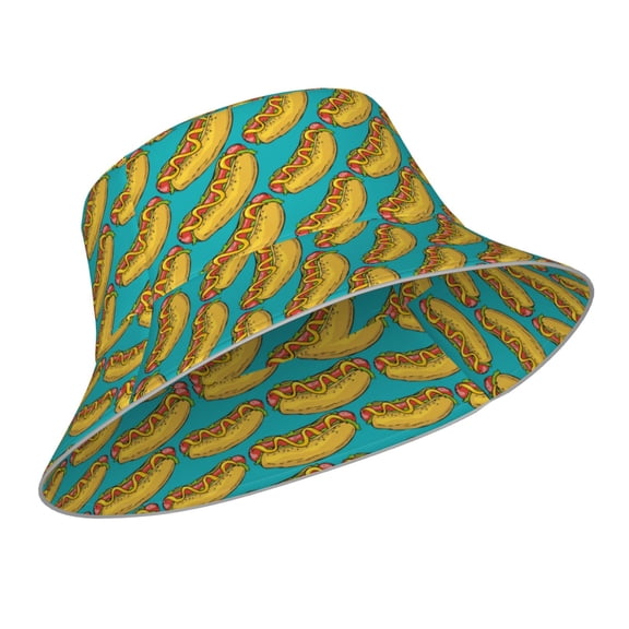 Kdxio Reflective Bucket Hat - Hot Dogs 8 Print Bucket Hat for Men,Women
