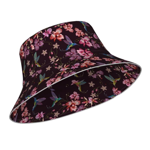 Kdxio Reflective Bucket Hat - Humming Bird And Tropical Print Bucket Hat for Men,Women