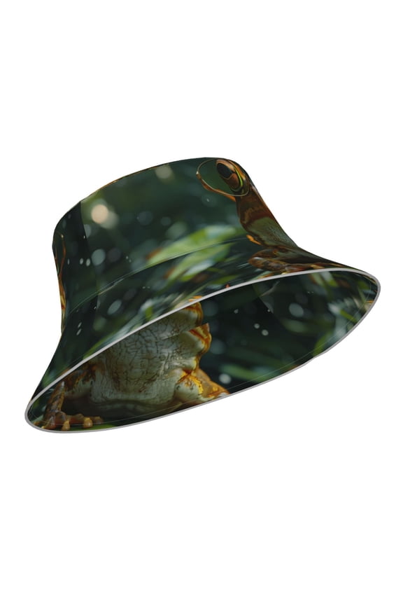 Reflective Bucket Hat - Intellectual Frog Pond Print Bucket Hat for Men,Women