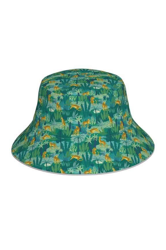 Reflective Bucket Hat - Jungle Leopard Print Bucket Hat for Men,Women