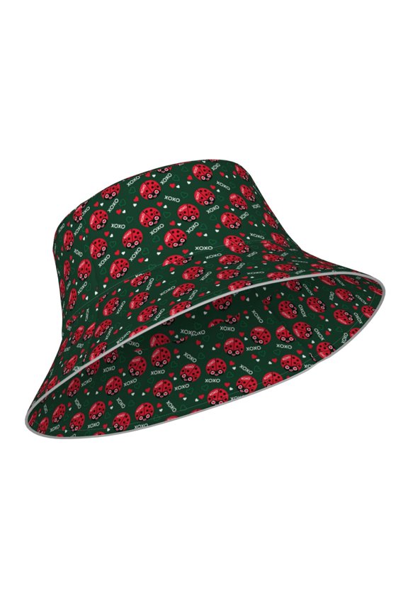 Reflective Bucket Hat - Ladybugs In Love Print Bucket Hat for Men,Women