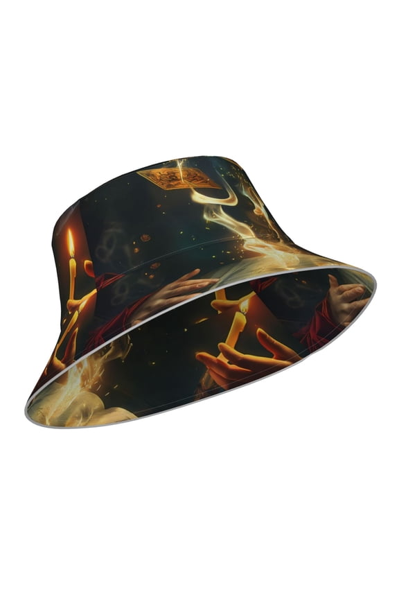 Reflective Bucket Hat - Magical Tarot Reading Print Bucket Hat for Men,Women