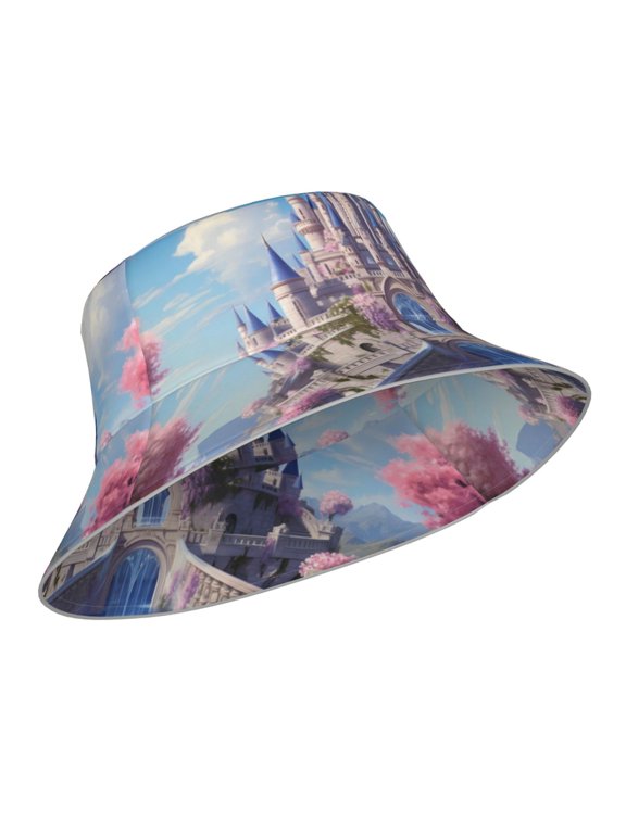 Reflective Bucket Hat - Majestic Fantasy Castle Print Bucket Hat for Men,Women
