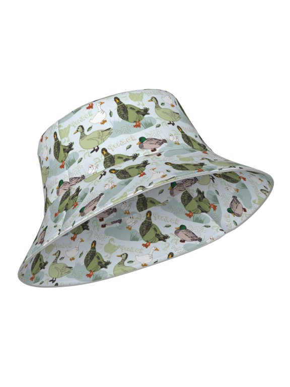 Reflective Bucket Hat - Mallard Ducks Wild Birds Print Bucket Hat for Men,Women