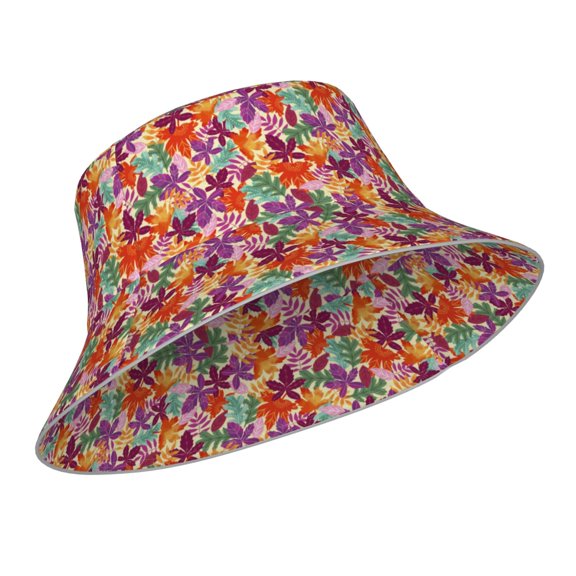 Kdxio Reflective Bucket Hat - Maple Leaves Print Bucket Hat for Men,Women