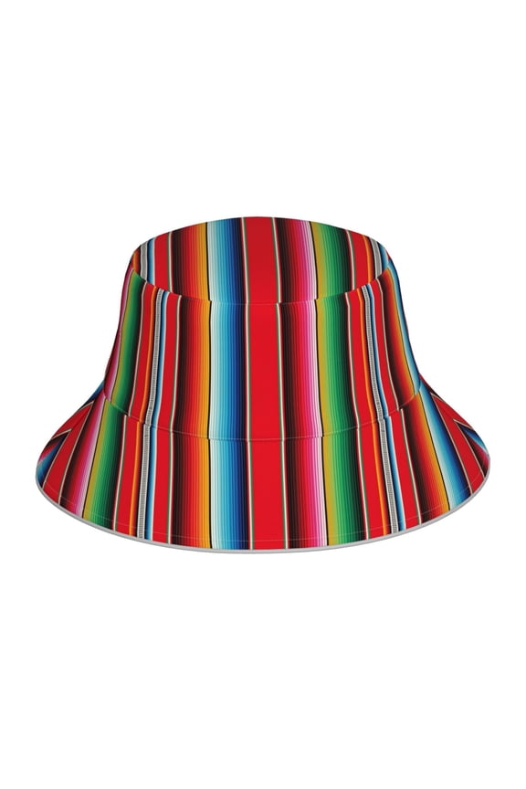 Reflective Bucket Hat - Mexican Serape Blanket Stripes Print Bucket Hat for Men,Women