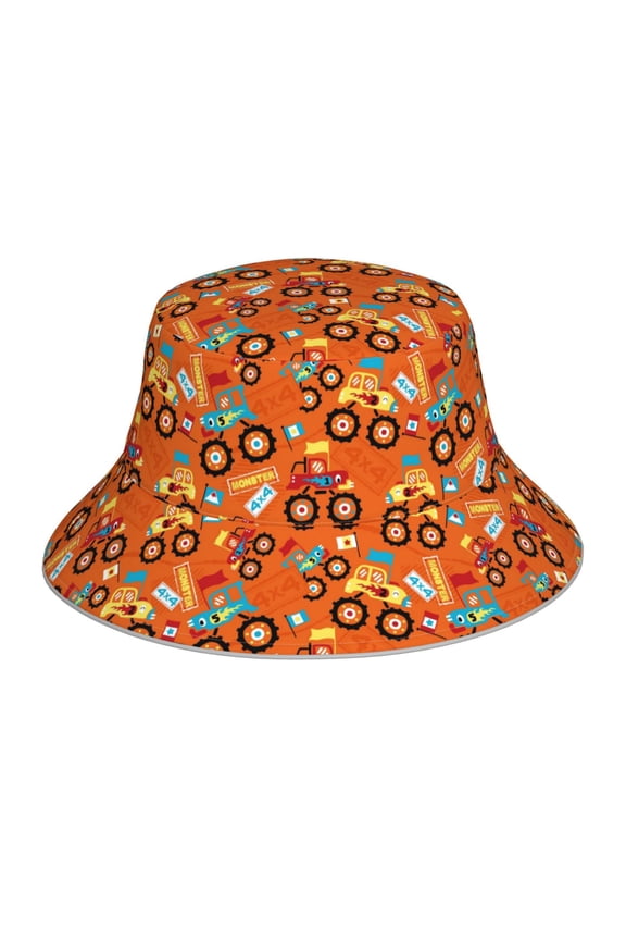 Reflective Bucket Hat - Monster Truck,Truck Cartoon Print Bucket Hat for Men,Women