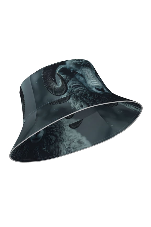 Reflective Bucket Hat - Moody Ram Portrait Print Bucket Hat for Men,Women