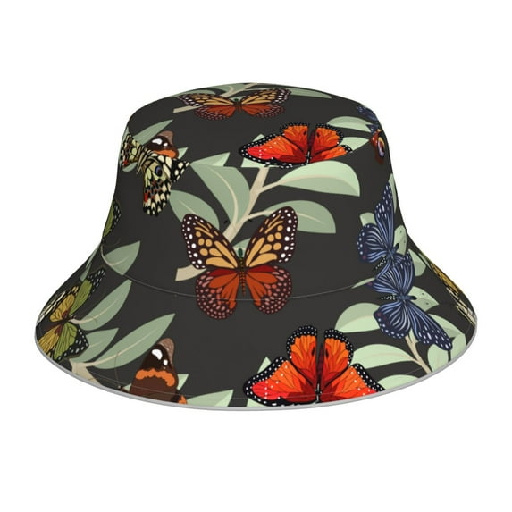 Kdxio Reflective Bucket Hat - Multicolored Butterflies Print Bucket Hat for Men,Women