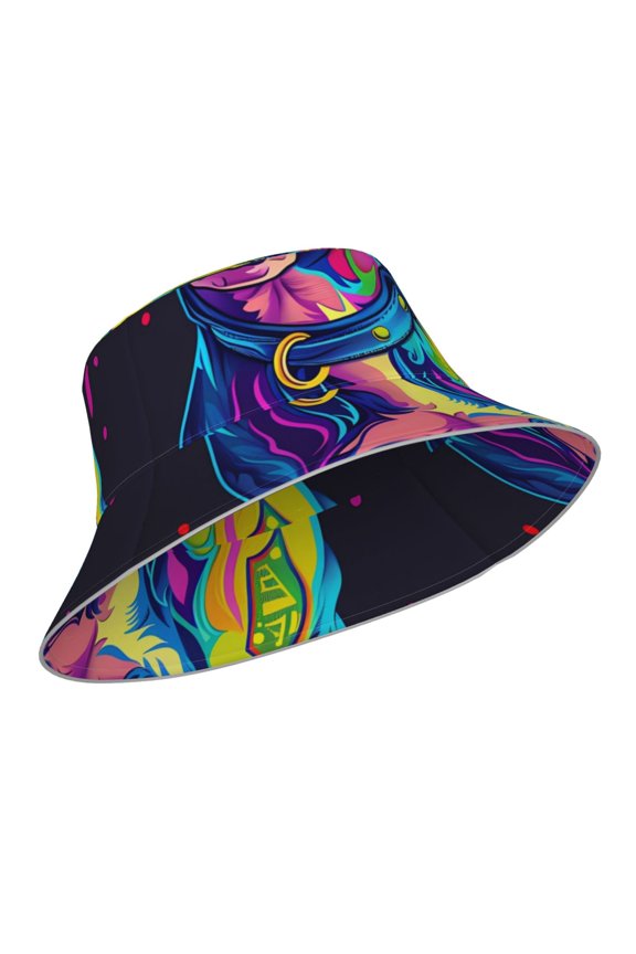 Reflective Bucket Hat - Neon Pop Art Pitbull Print Bucket Hat for Men,Women