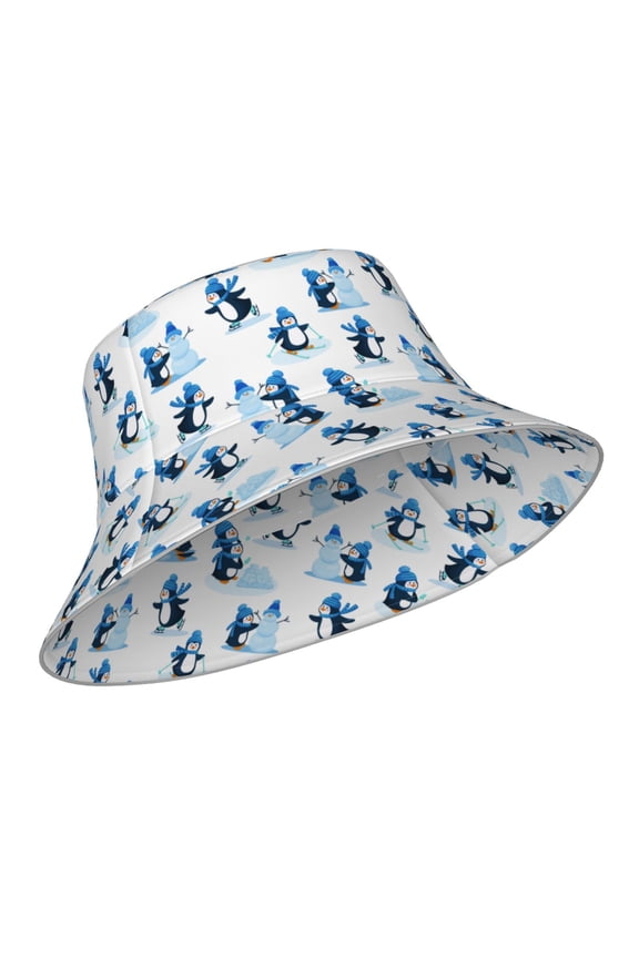 Reflective Bucket Hat - Penguin Winter Fun Print Bucket Hat for Men,Women