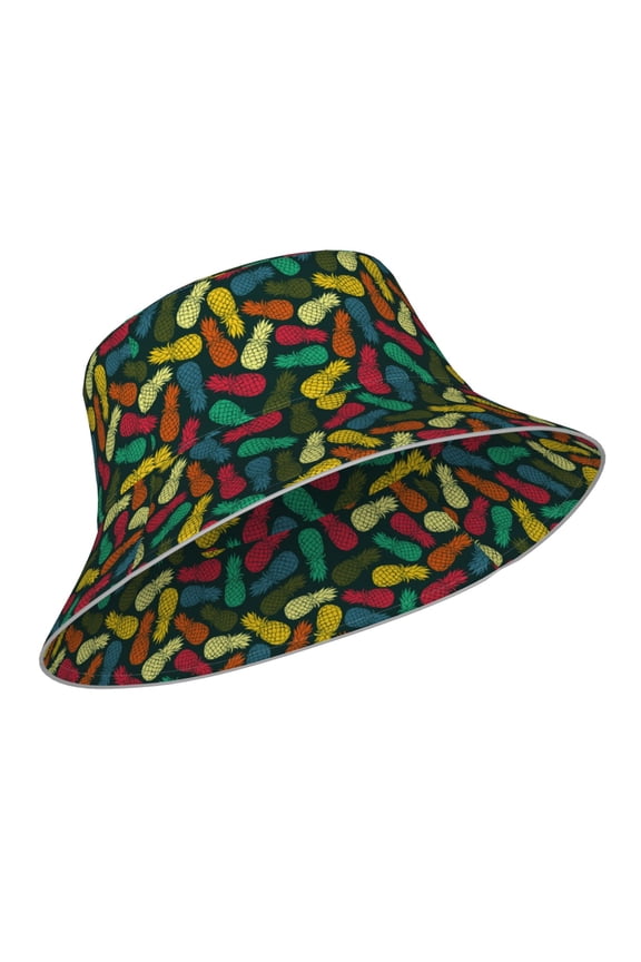 Reflective Bucket Hat - Pineapple Fruit Colorful Print Bucket Hat for Men,Women