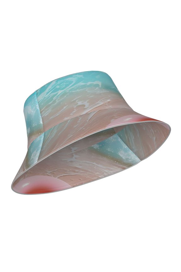 Reflective Bucket Hat - Pink Float Ring On Beach Print Bucket Hat for Men,Women